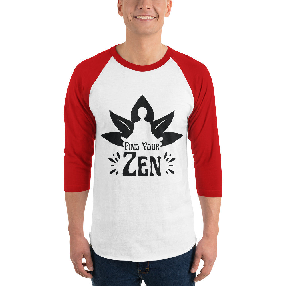 Zen Awakening - Meditative Lotus Raglan - White Red - T.shirts