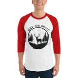 Grit and Grace - Majestic Stag Raglan Shirt - White Red - T.shirts