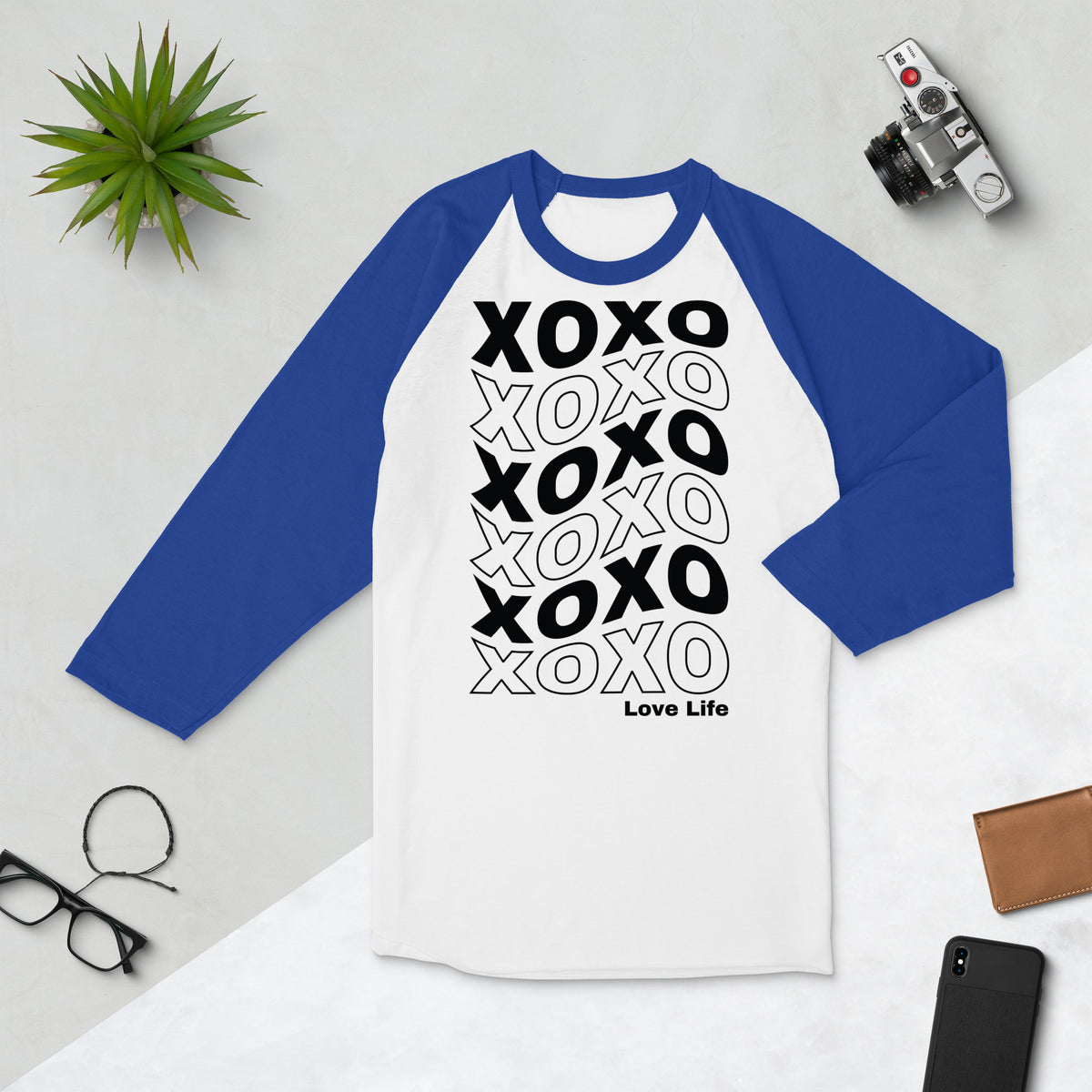 XO Pattern Motivational Shirt - White Royal - T.shirts