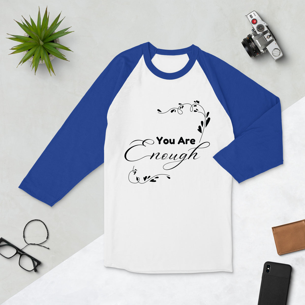 You Are Enough Inspirational Tee - White Royal - T.shirts