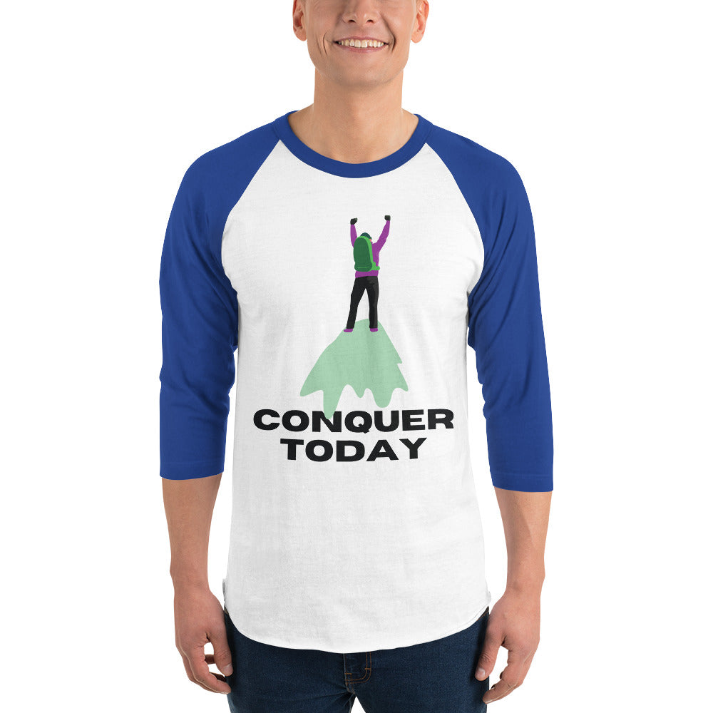 Conquer Today - Motivational Hiker T-Shirt - White Royal - T-shirts