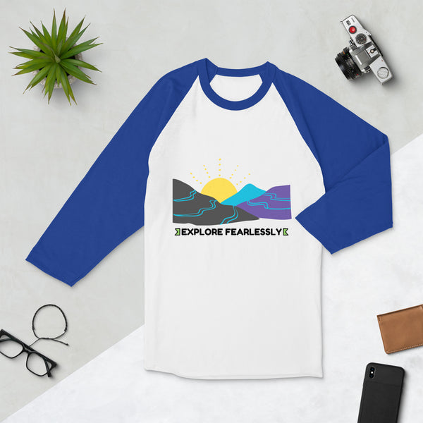 Explore Fearlessly - Adventurous Mountain T-Shirt - White Royal - T-shirts