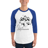 Mountain Explorer - Live Adventurously ¾ Raglan Sleeve Shirt - White Royal - T.shirts