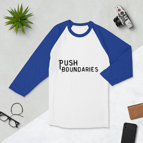 Break Limits - Push Boundaries Motivational Raglan - White Royal - T-shirts