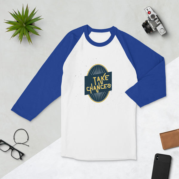 Leap Forward - TAKE CHANCES Inspirational Raglan - White Royal - T-shirts