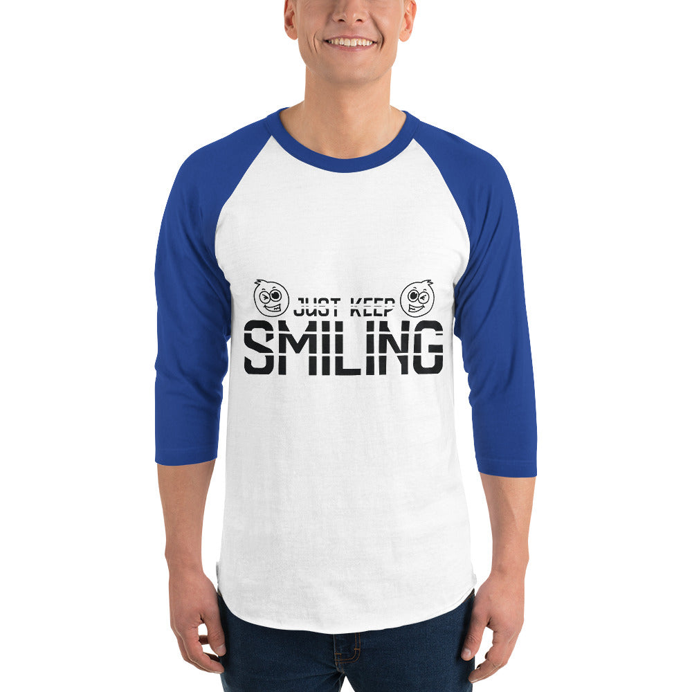 Just Keep Smiling - Cheerful Raglan Tee - White Royal - T.shirts