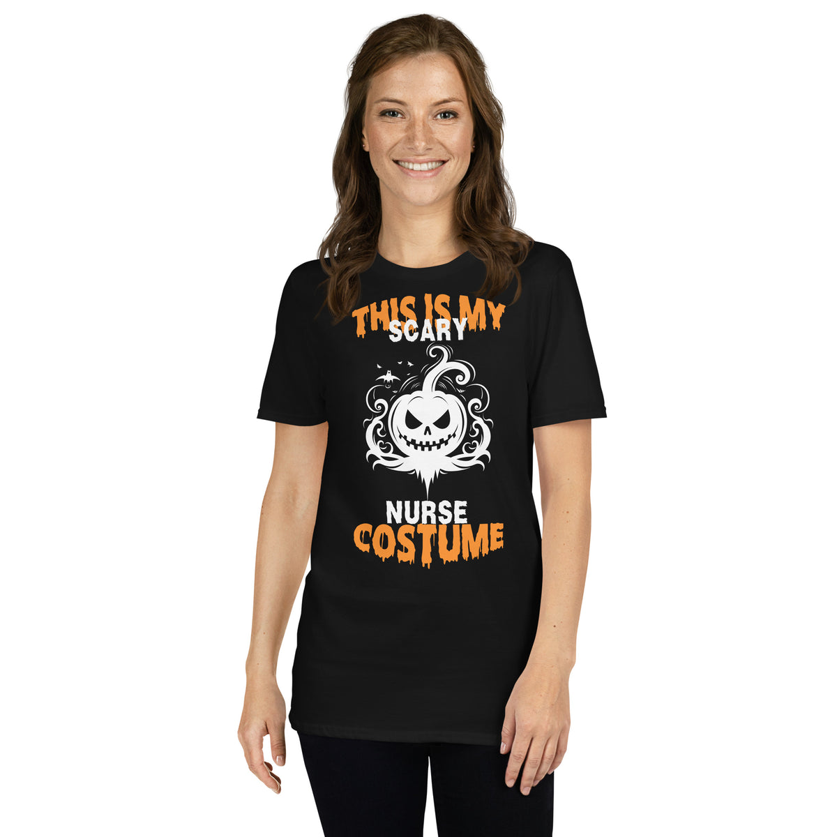 Pumpkin Grin Nurse Shirt - Halloween Fun - - Print Material