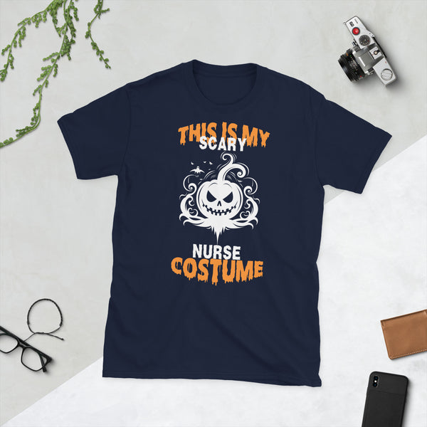 Pumpkin Grin Nurse Shirt - Halloween Fun - Navy - Print Material