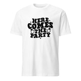 Party On - Express Your Festive Spirit with Our Dynamic Tee - - T-shirts