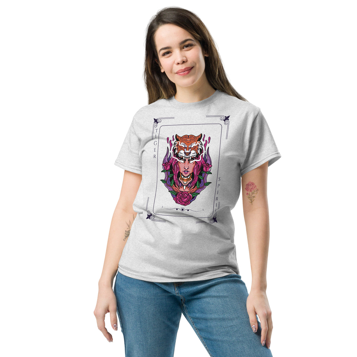 Tiger Spirit Classic Tee - Bold Design - Fierce Memories - Ash - T-shirts