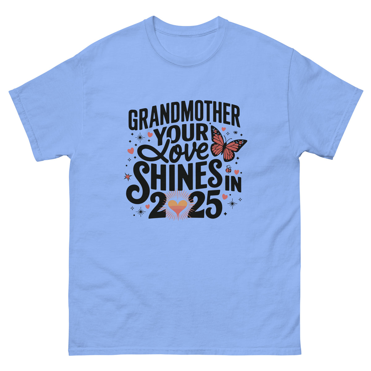 Gildan Grandma Love Shirt – 2025 Keepsake Gift - Carolina Blue - T-Shirts