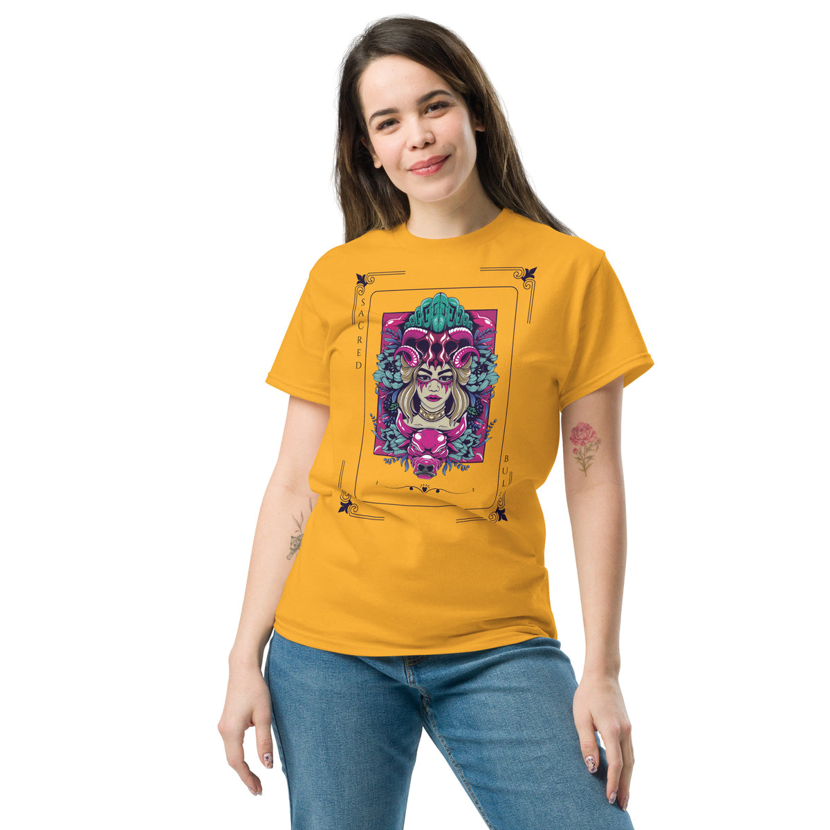 Sacred Bull Unisex Classic Tee - Mystical and Vibrant Design - - T-shirts