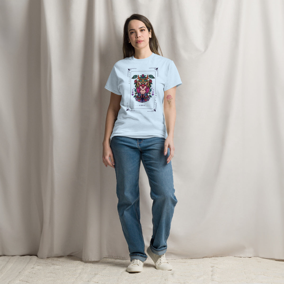 Warrior Empress Classic Tee – Bold Artistry & Emotional Resonance - Light Blue - T-shirts