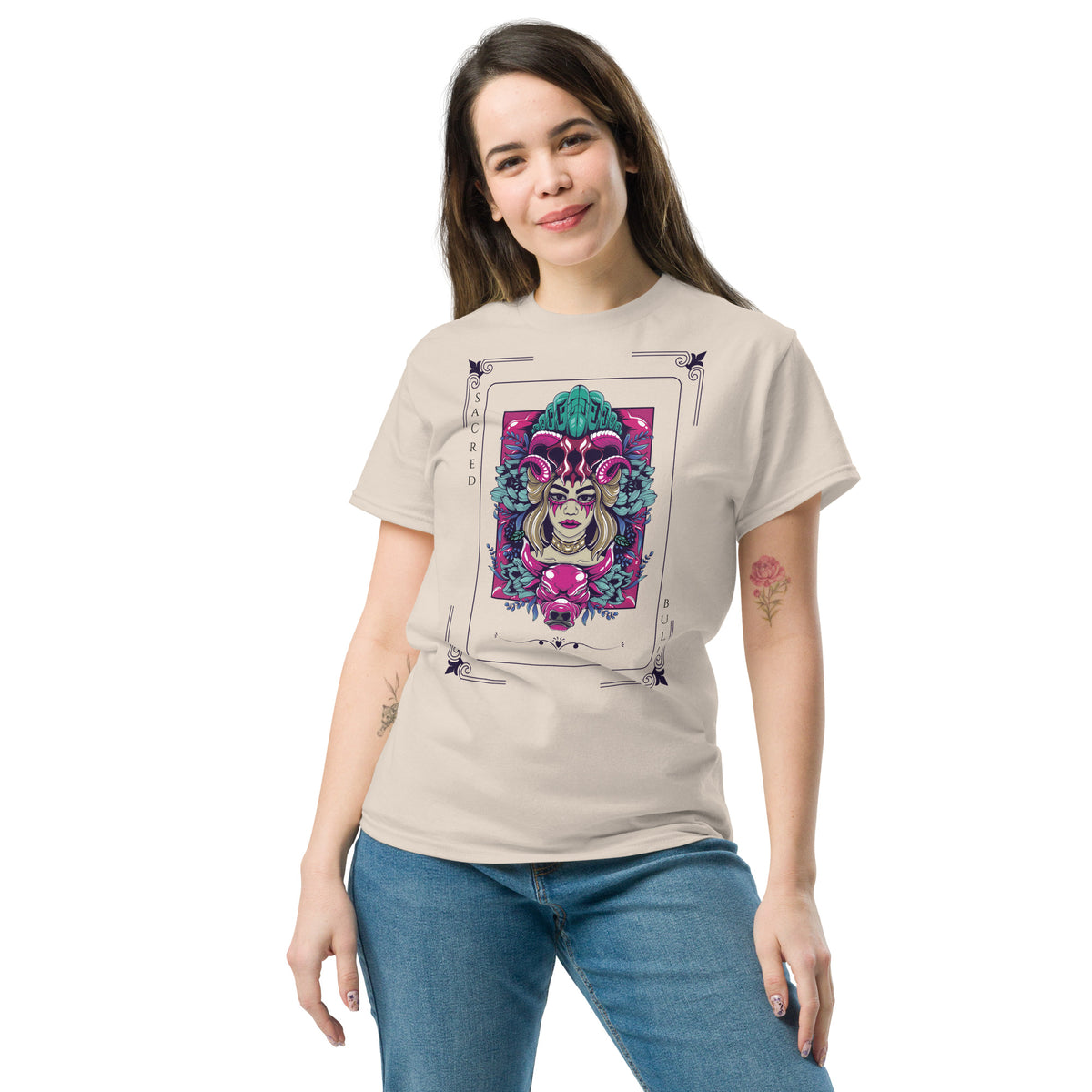 Sacred Bull Unisex Classic Tee - Mystical and Vibrant Design - - T-shirts