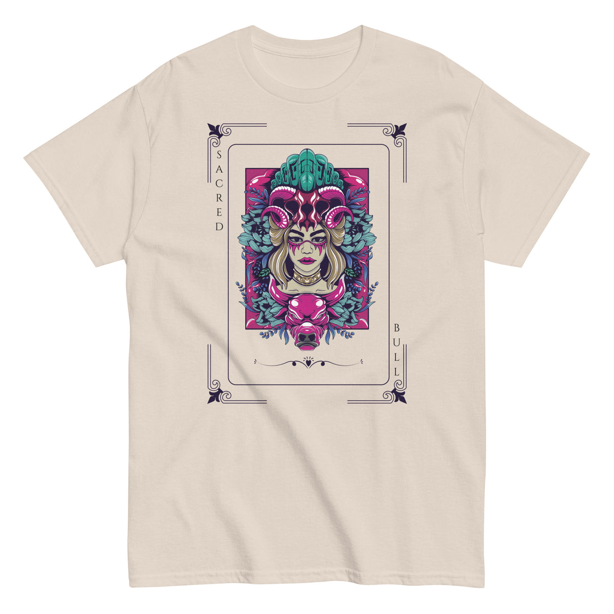 Sacred Bull Unisex Classic Tee - Mystical and Vibrant Design - - T-shirts