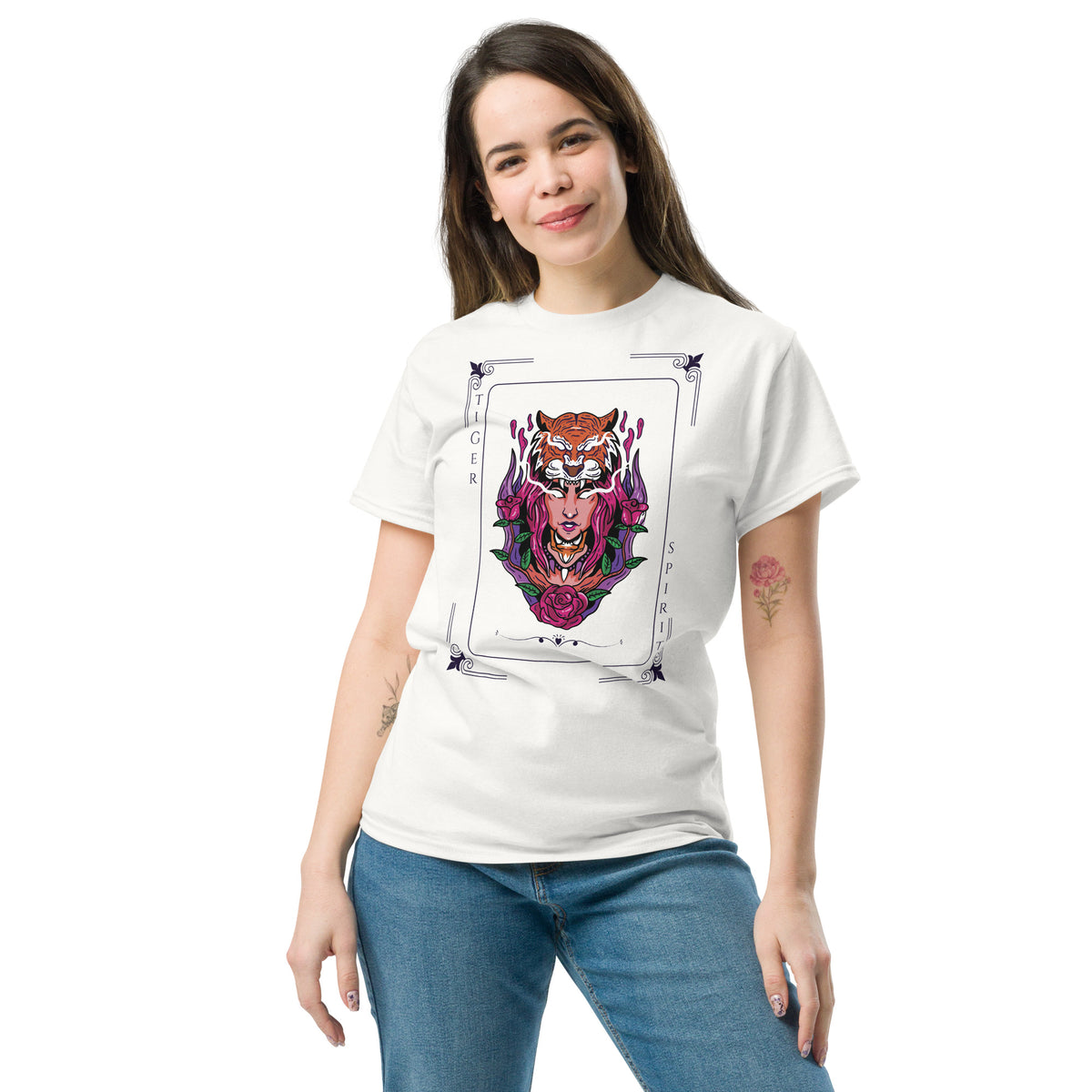 Tiger Spirit Classic Tee - Bold Design - Fierce Memories - White - T-shirts