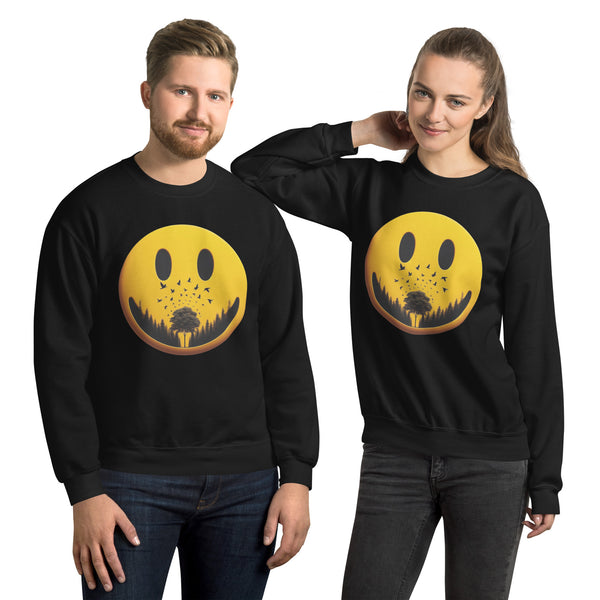 Nature's Embrace - The Happy Face Sweatshirt" - Black - Sweatshirts