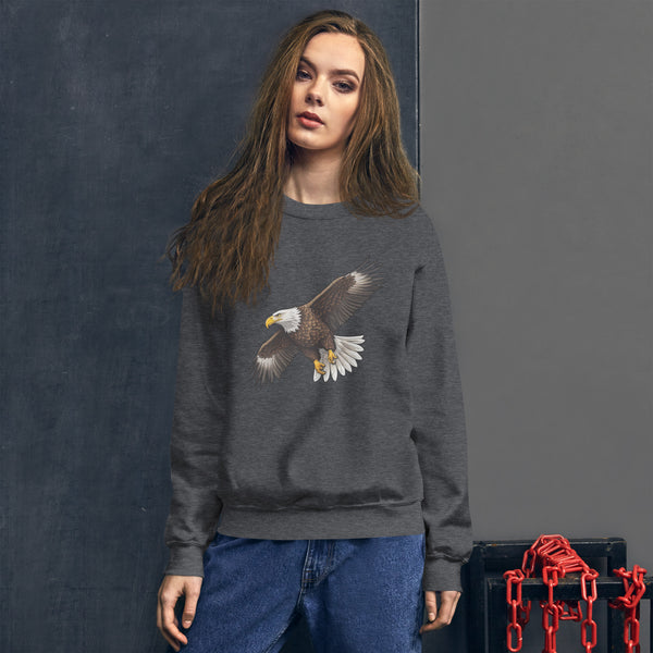 Soar High - Realistic Bald Eagle Sweatshirt - Dark Heather - Sweatshirts