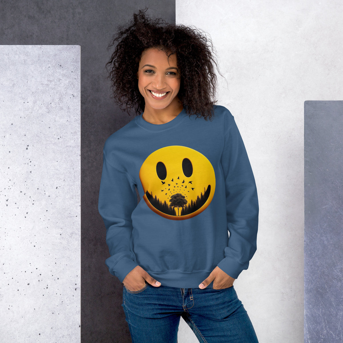 Nature's Embrace - The Happy Face Sweatshirt" - - Sweatshirts