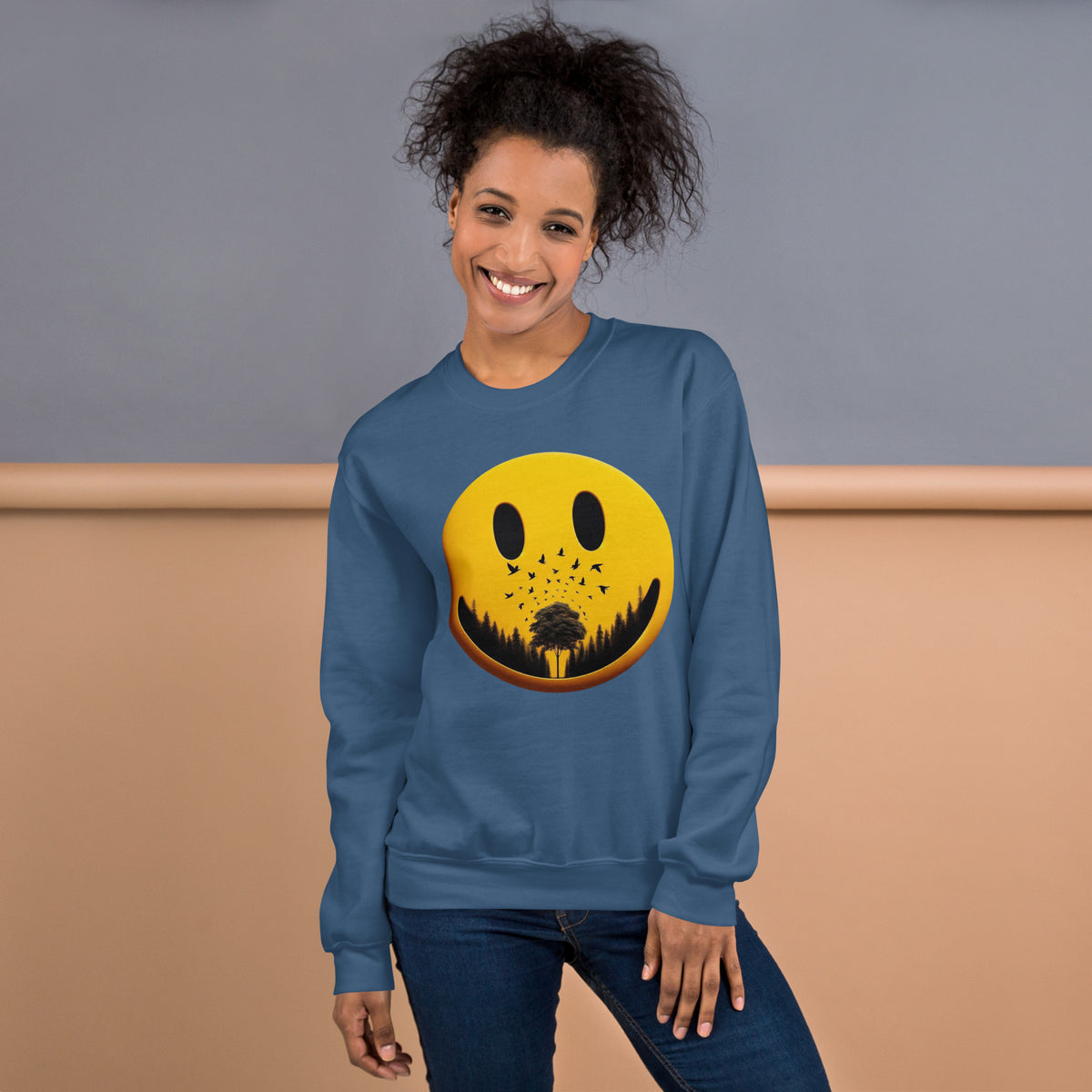 Nature's Embrace - The Happy Face Sweatshirt" - - Sweatshirts