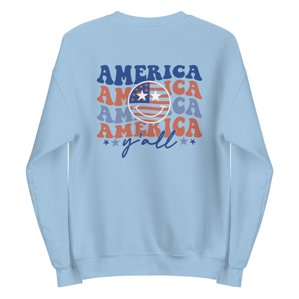 Stars & Stripes - USA Smiley Face Sweatshirt - -