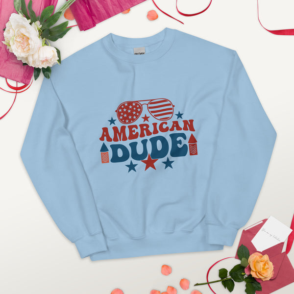 American Dude Unisex Sweatshirt - A Tribute to Memories - Light Blue - Sweatshirts