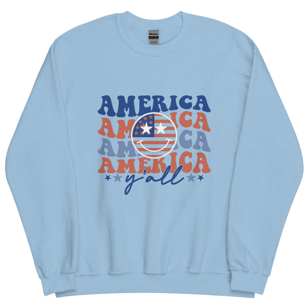 Stars & Stripes - USA Smiley Face Sweatshirt - -