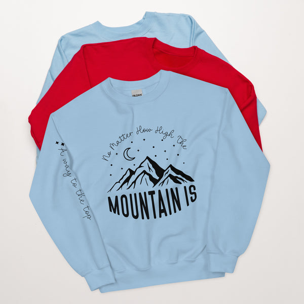 Journey to the Summit - Mountain Moon Unisex Sweatshirt - Light Blue -