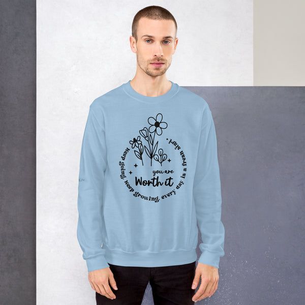 Uplifting Floral Sweatshirt - You Are Worth It - -