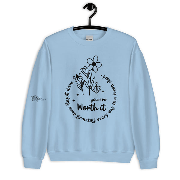 Uplifting Floral Sweatshirt - You Are Worth It - -