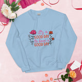 Flower-Powered Good Day Sweatshirt - Light Blue -