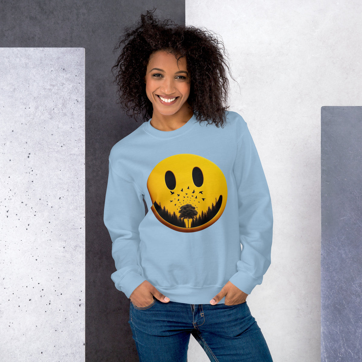 Nature's Embrace - The Happy Face Sweatshirt" - - Sweatshirts