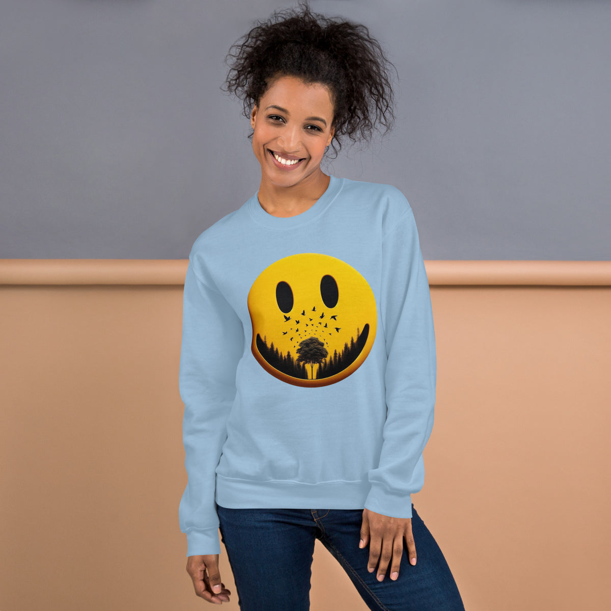 Nature's Embrace - The Happy Face Sweatshirt" - - Sweatshirts