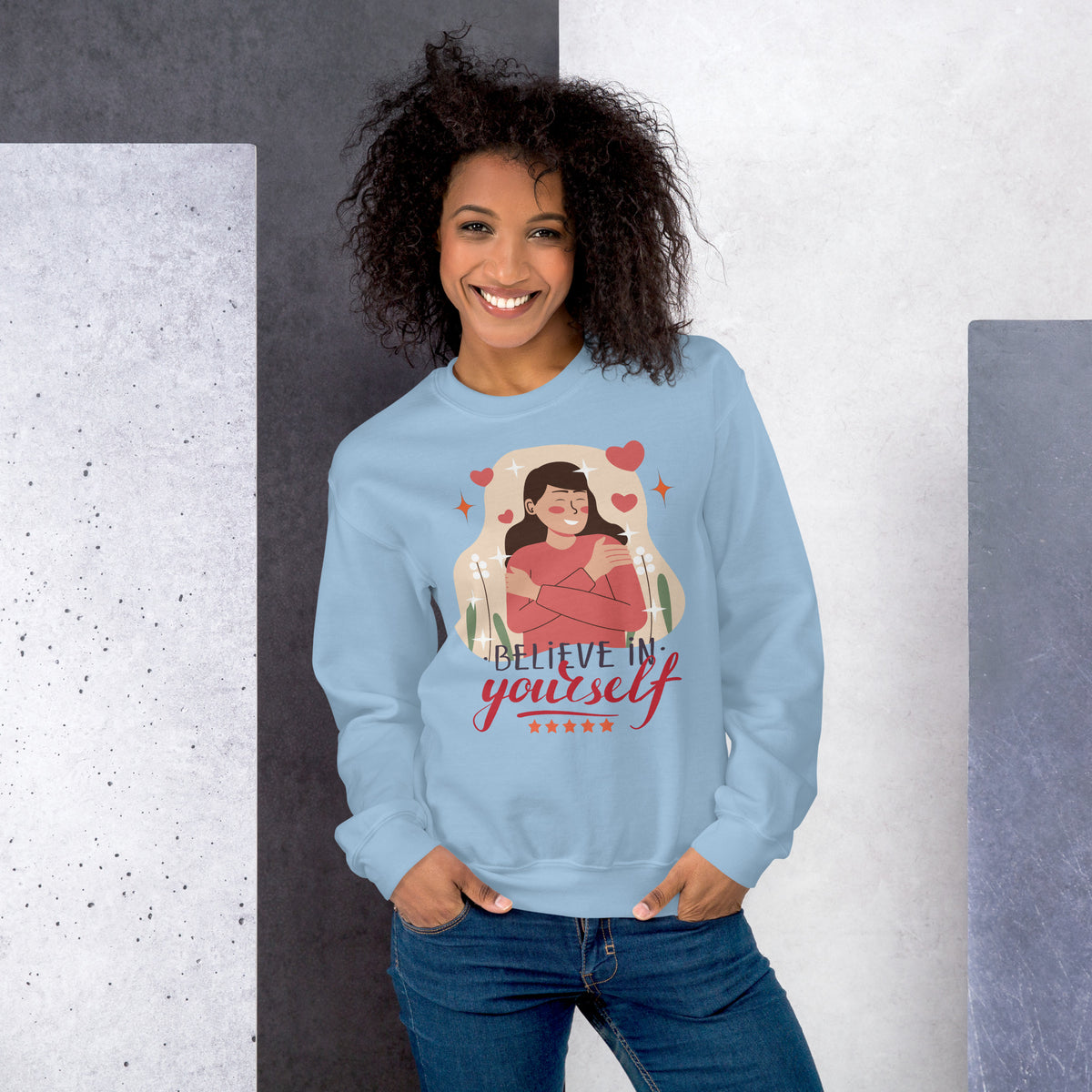 Self-Love in Style - Believe in Yourself Sweatshirt - Light Blue - Sweatshirts