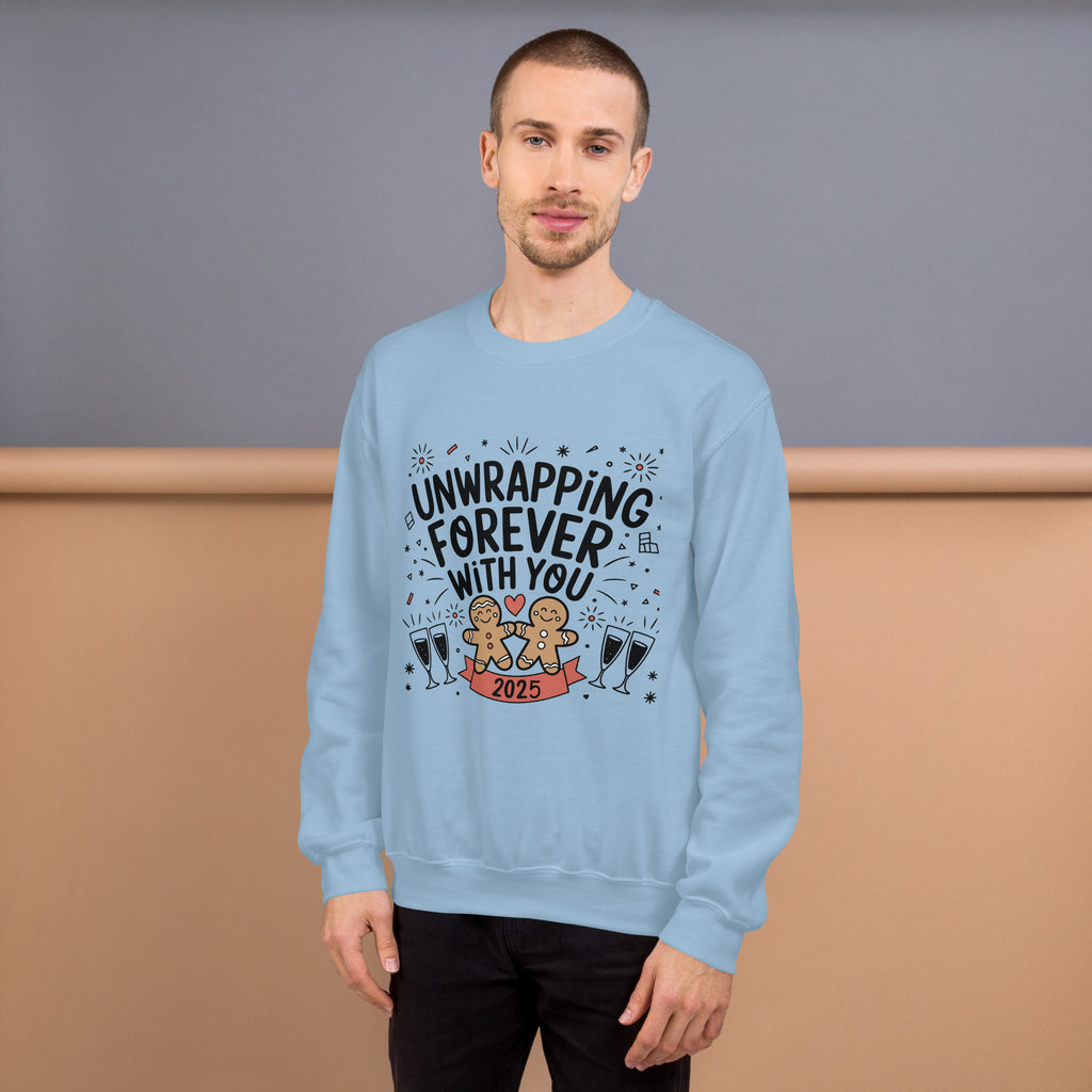 Unwrapping Forever - 2025 New Year Sweatshirt for Your Boyfriend - Light Blue - Sweatshirt