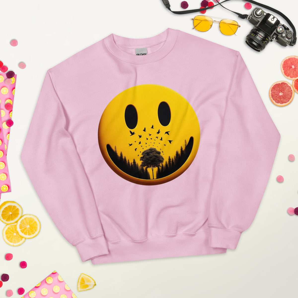 Nature's Embrace - The Happy Face Sweatshirt" - - Sweatshirts