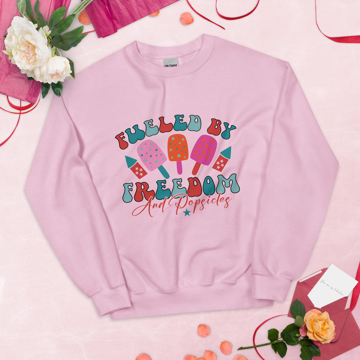 Freedom and Popsicles - Unisex Sweatshirt - Light Pink -