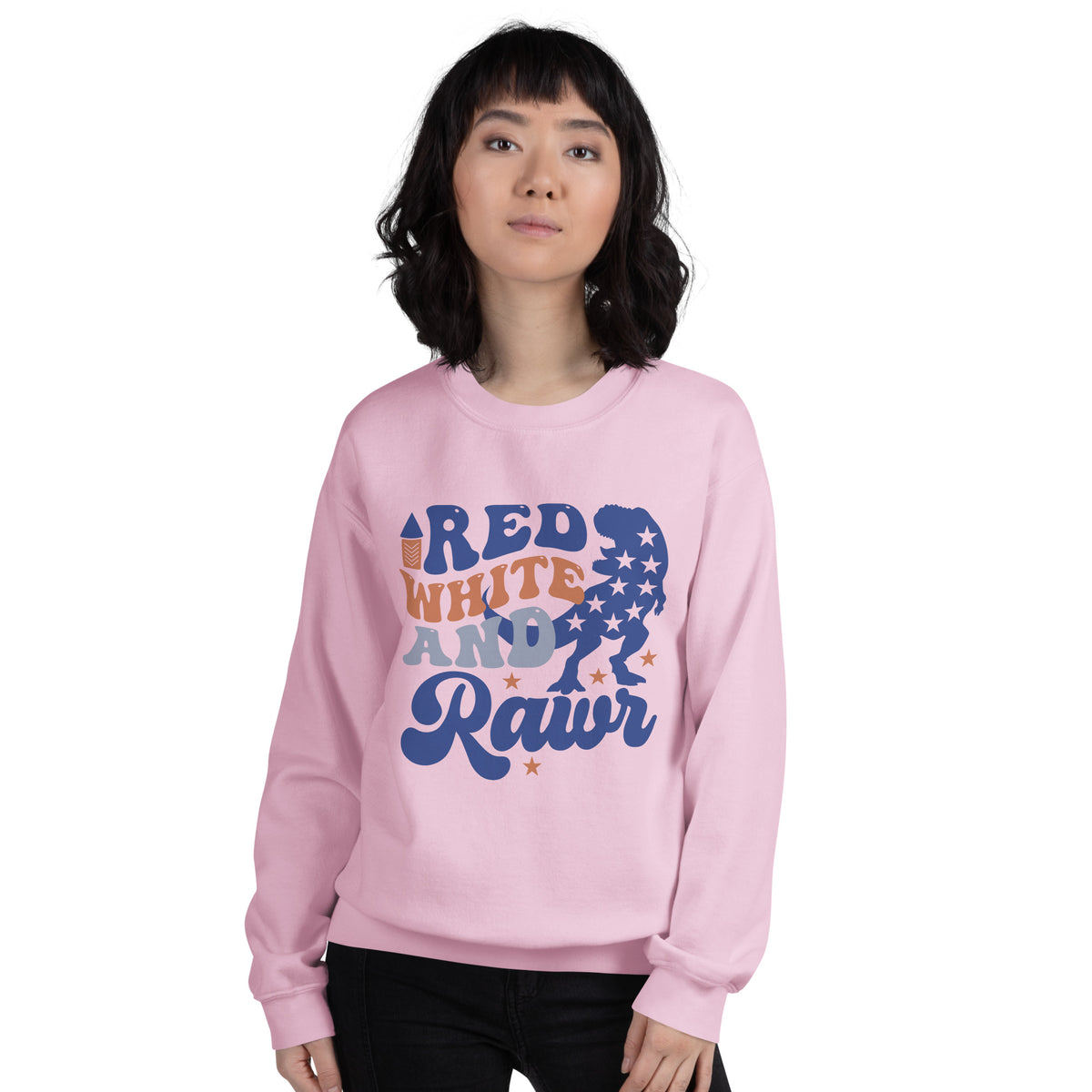 Red, White, and Rawr - Unisex Dinosaur Sweatshirt - -