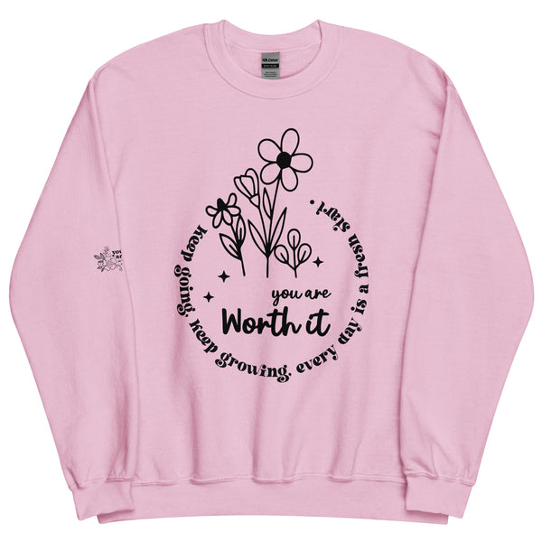 Uplifting Floral Sweatshirt - You Are Worth It - -