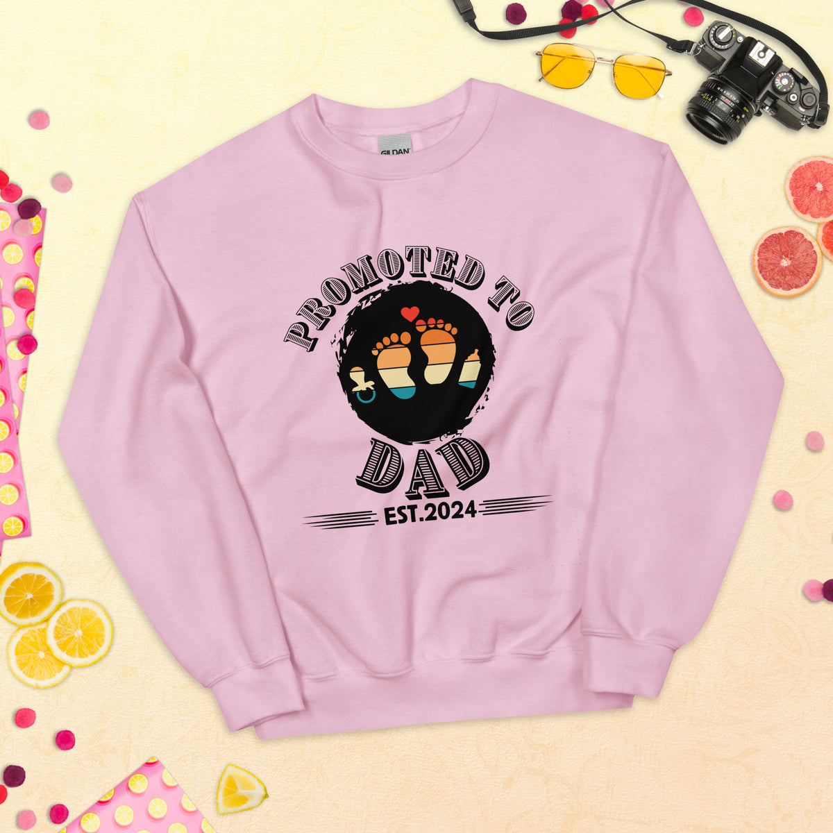 Step into Fatherhood - Embrace the Adventure Sweatshirt - Light Pink - Print Material