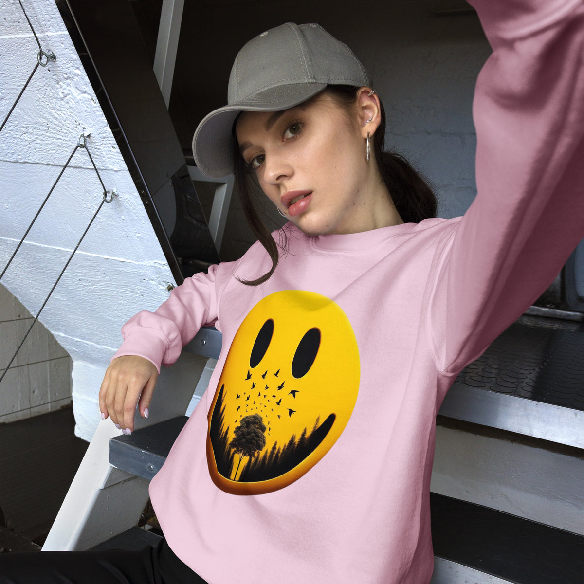 Nature's Embrace - The Happy Face Sweatshirt" - - Sweatshirts