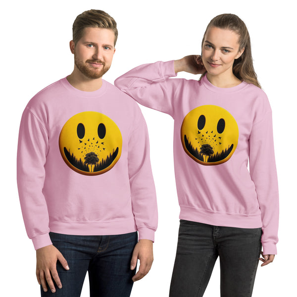 Nature's Embrace - The Happy Face Sweatshirt" - Light Pink - Sweatshirts