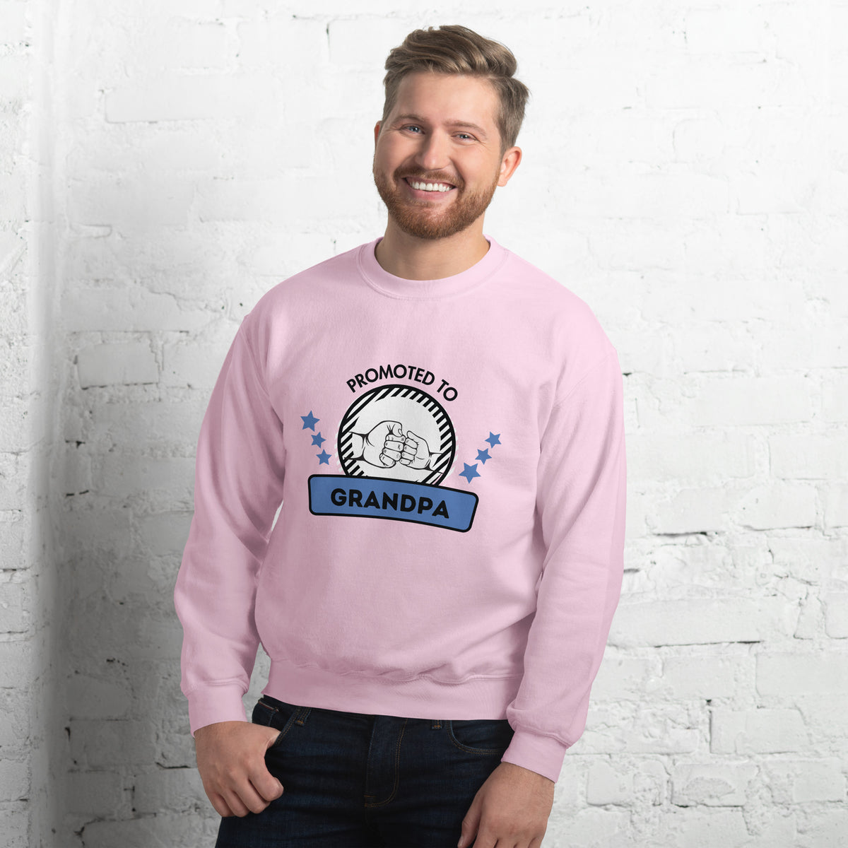 Promoted to Grandpa - A Badge of Honor - Light Pink - Sweatshirts