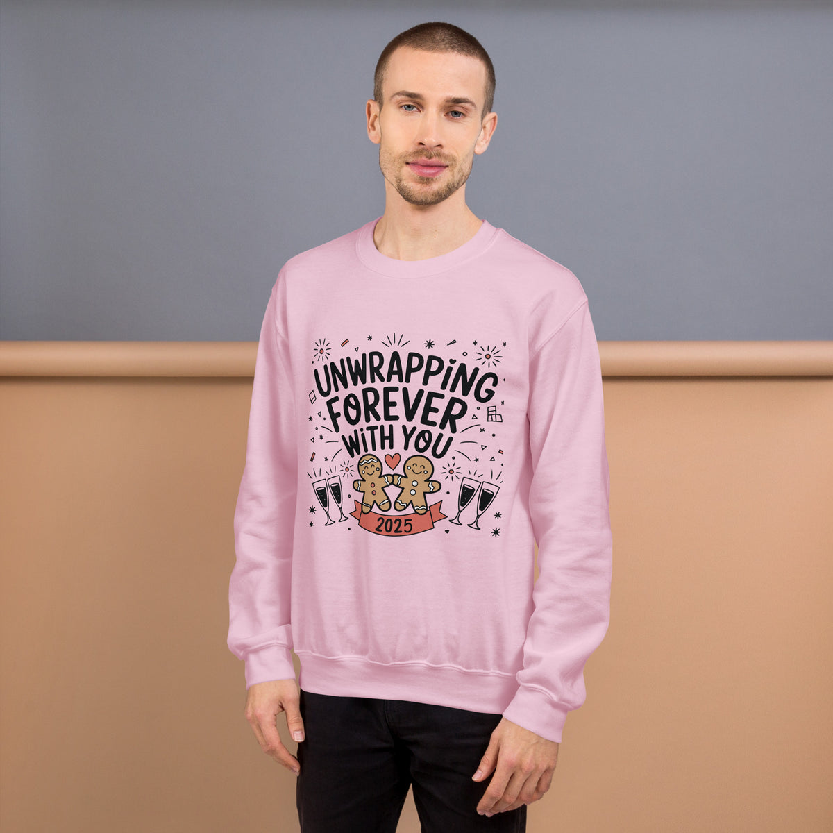 Unwrapping Forever - 2025 New Year Sweatshirt for Your Boyfriend - Light Pink - Sweatshirt