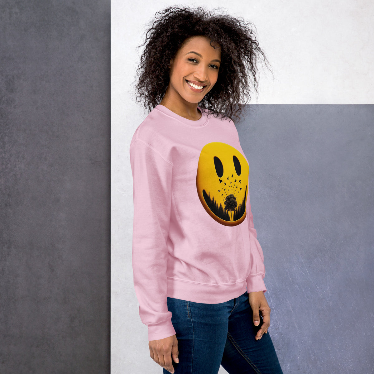 Nature's Embrace - The Happy Face Sweatshirt" - - Sweatshirts