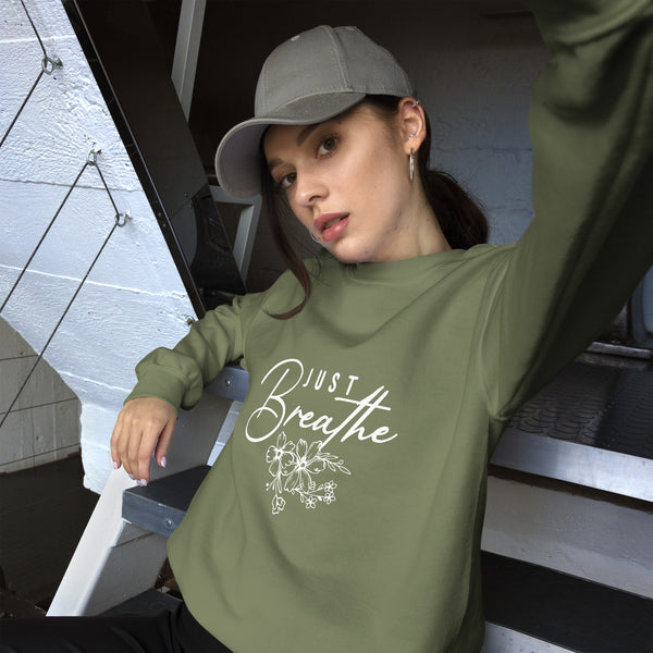 Floral Unisex Sweatshirt - Military Green - Sweatshirts