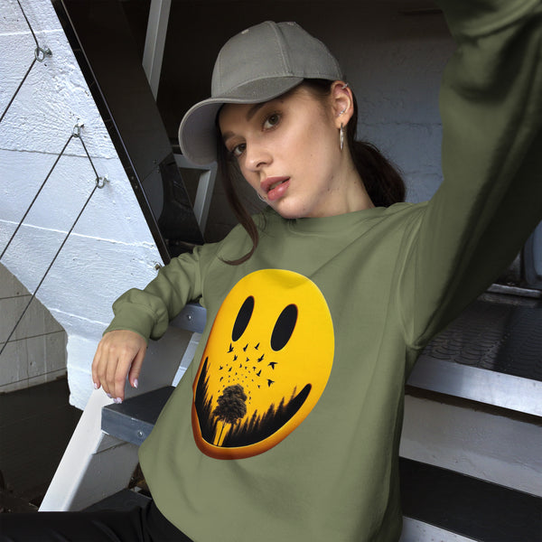 Nature's Embrace - The Happy Face Sweatshirt" - - Sweatshirts