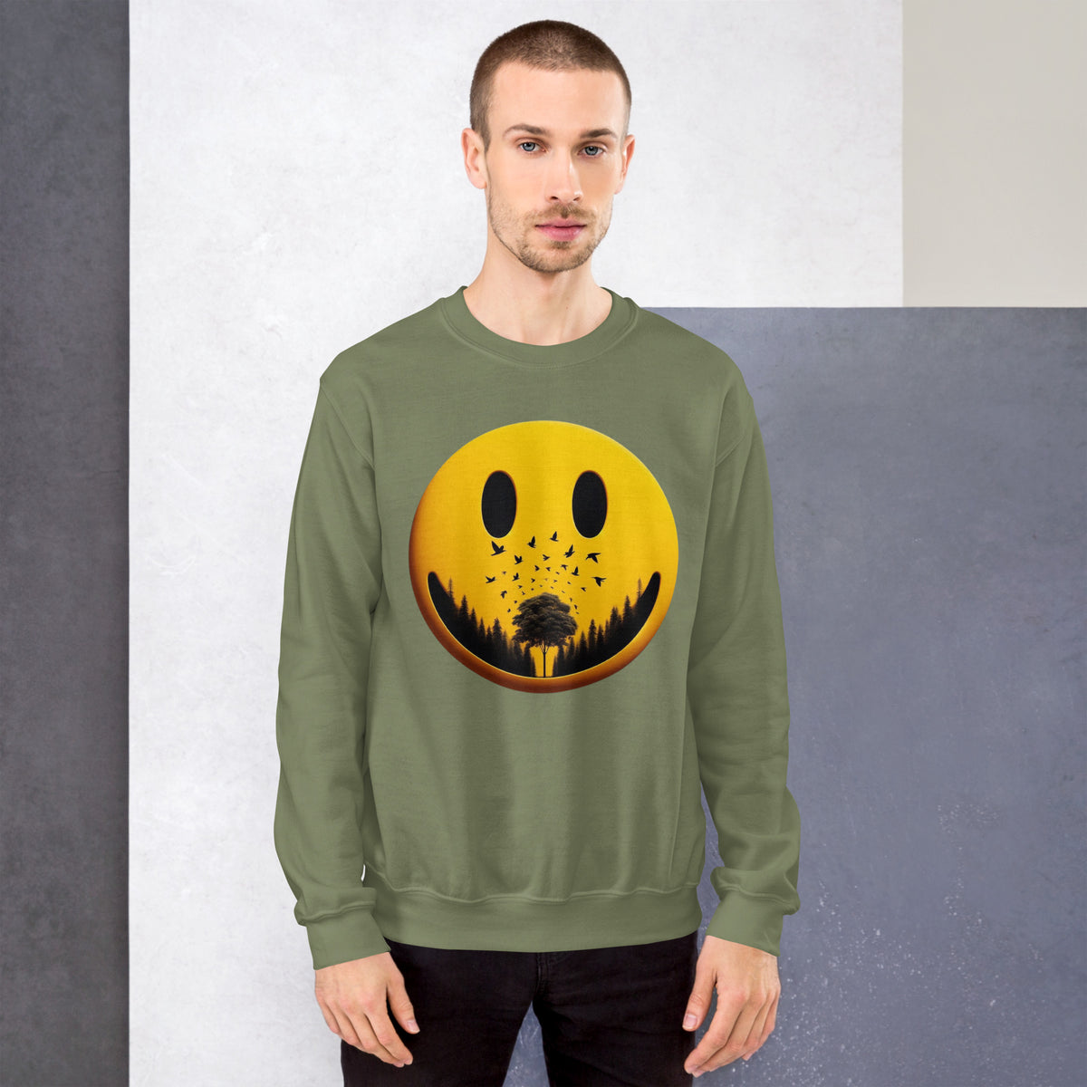 Nature's Embrace - The Happy Face Sweatshirt" - - Sweatshirts