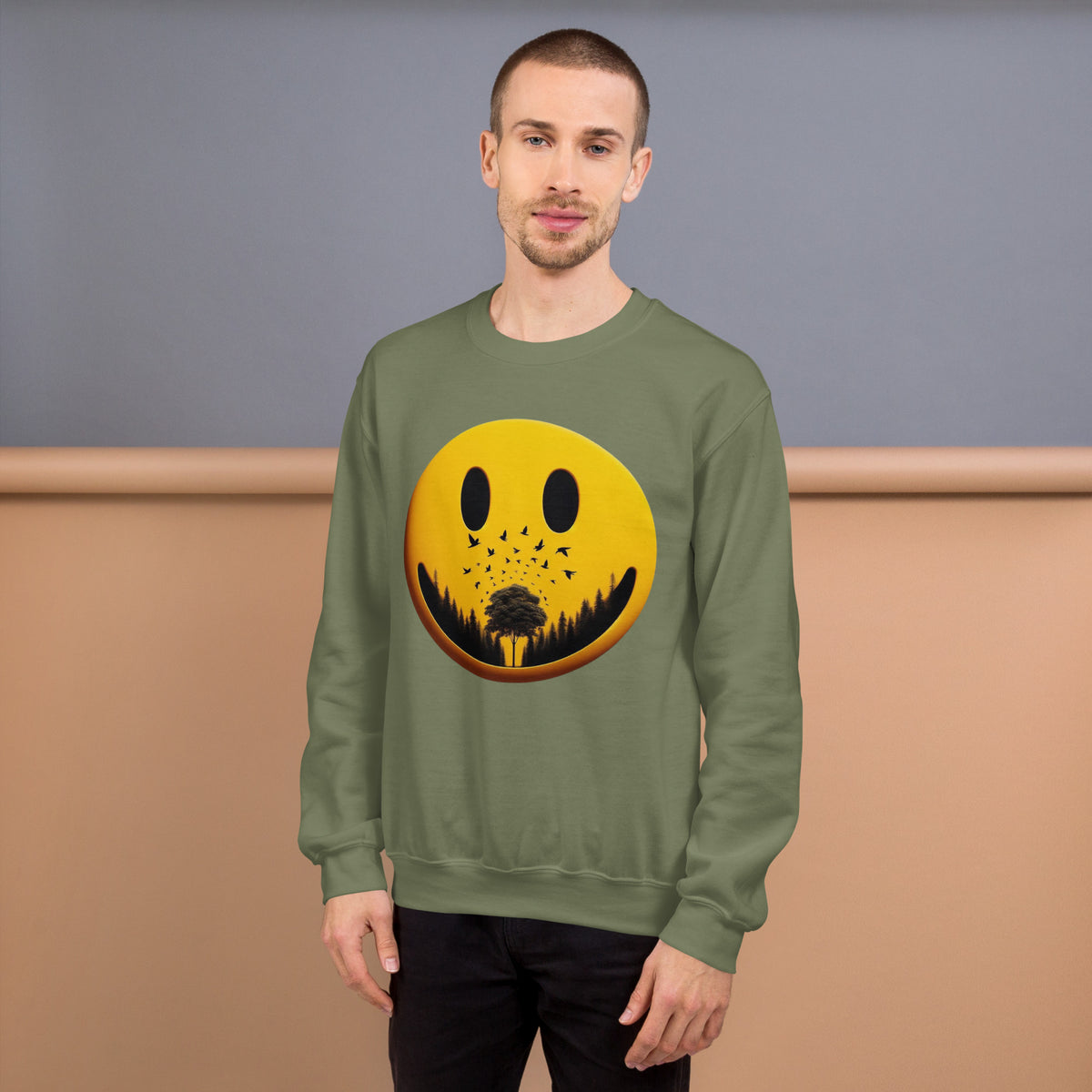 Nature's Embrace - The Happy Face Sweatshirt" - - Sweatshirts