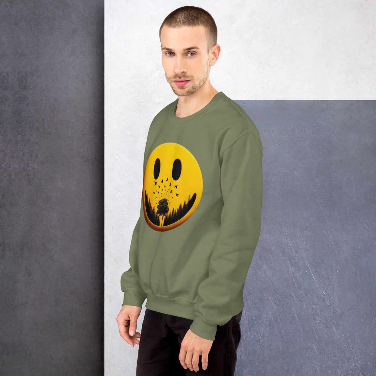 Nature's Embrace - The Happy Face Sweatshirt" - - Sweatshirts